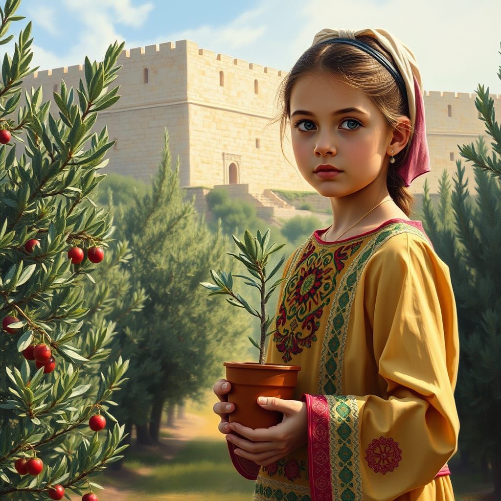 Young Palestinian Girl Embodies Hope in Ancient Olive Grove