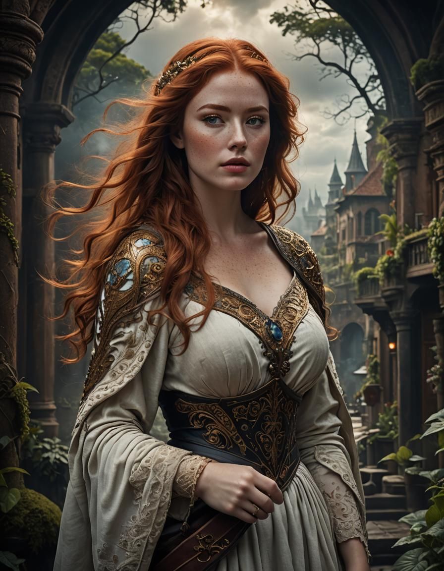 Auburn Beauty: Cinematic Digital Portrait of a Woman