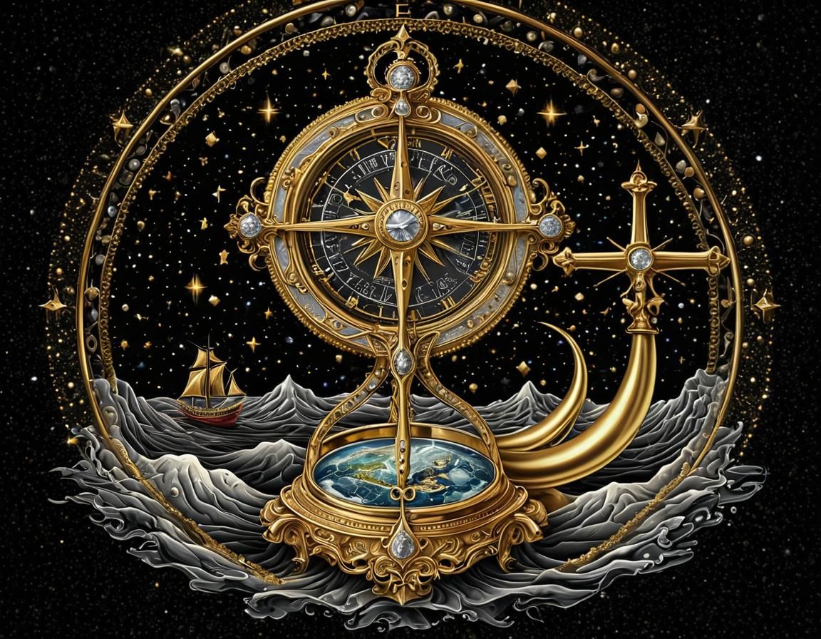 Golden Hourglass with Earth and Blood: Pop Art