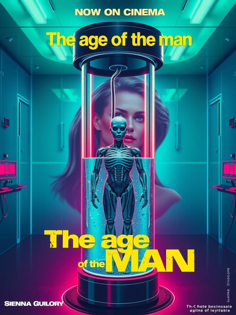 Cryotube Humanoid in Retro-Futuristic Digital Art