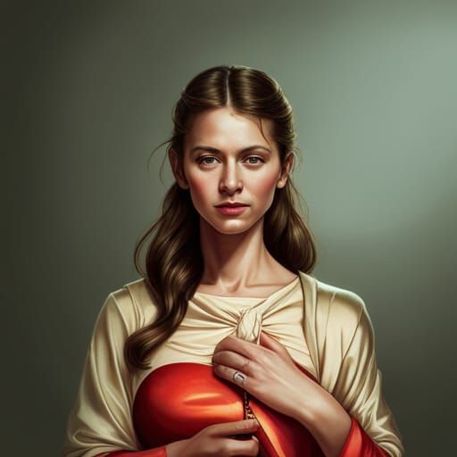 Gorgeous Woman in Gold: Hyperrealistic Digital Portrait