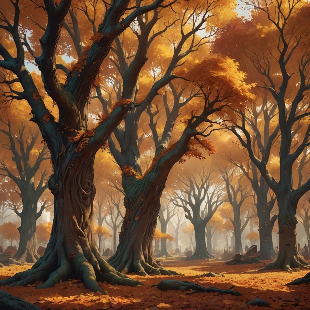 Vibrant Autumnal Landscape Concept Art in Fantasy Style