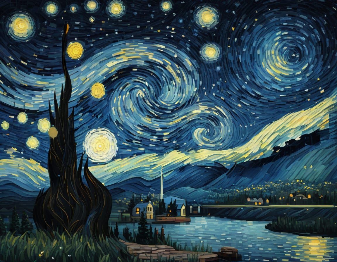 Pixel Painting of a Celestial Night Sky