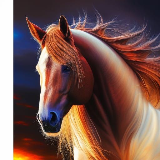 Colorful Arabian Horse in Hyperrealistic Splash Art