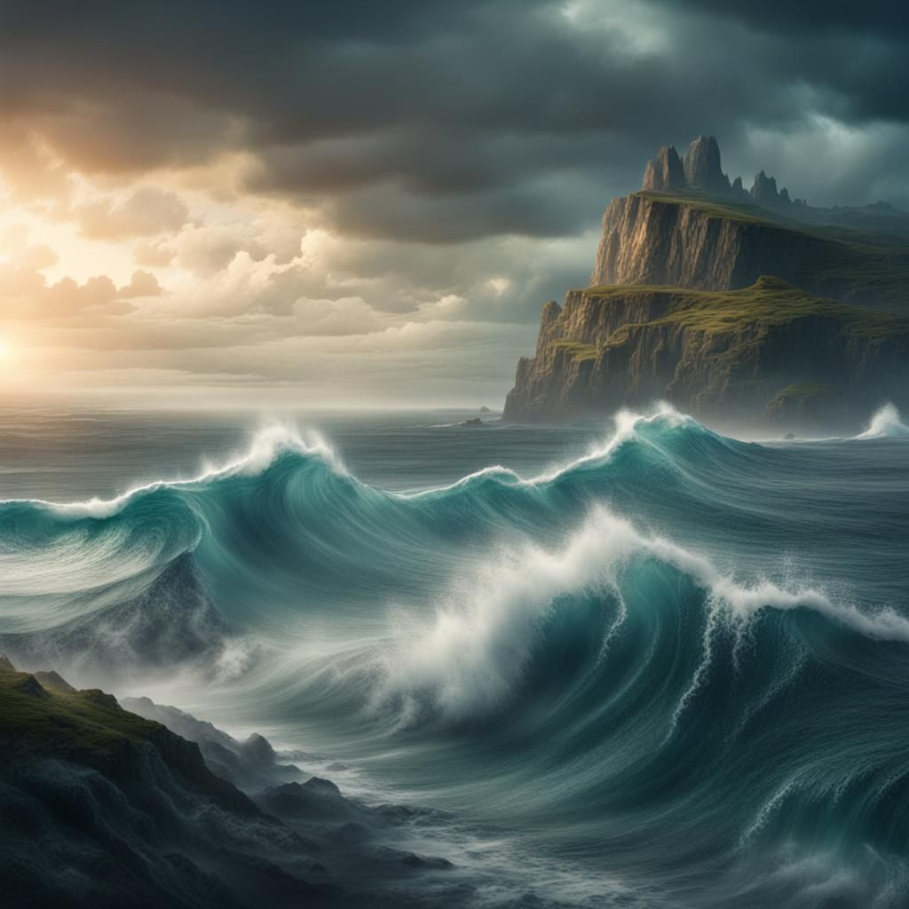 Epic Cinematic Ocean Landscape Painting