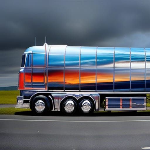 Hyperrealistic Tanker Truck Portrait in Psychedelic Style