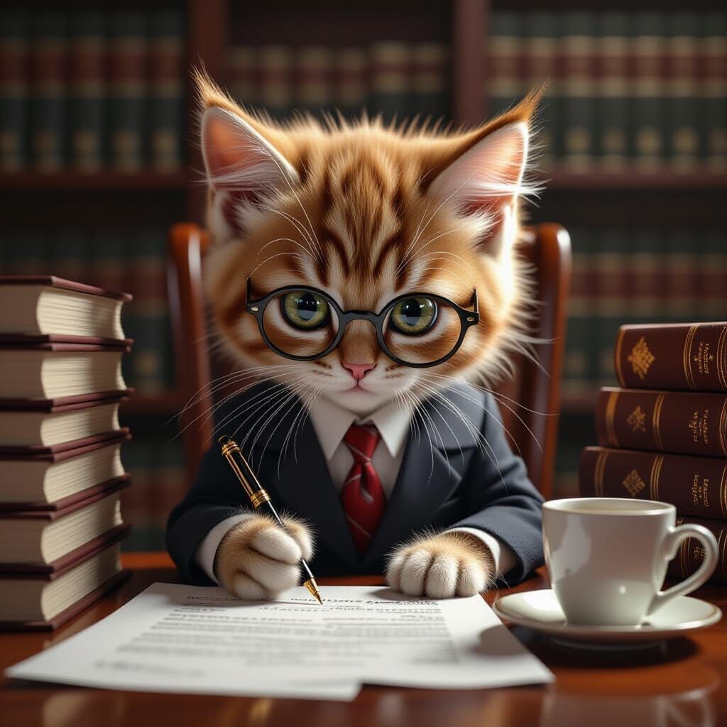 Kitten Lawyer Portrait in Detailed Digital Art