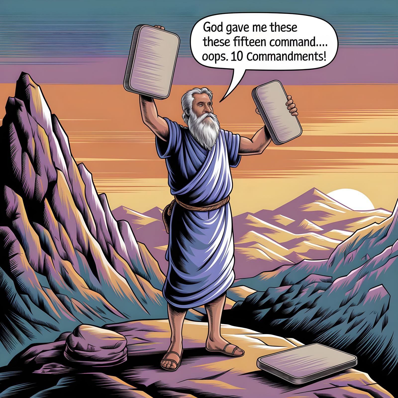 Moses Receives 10 Commandments, Albrecht Dürer Style