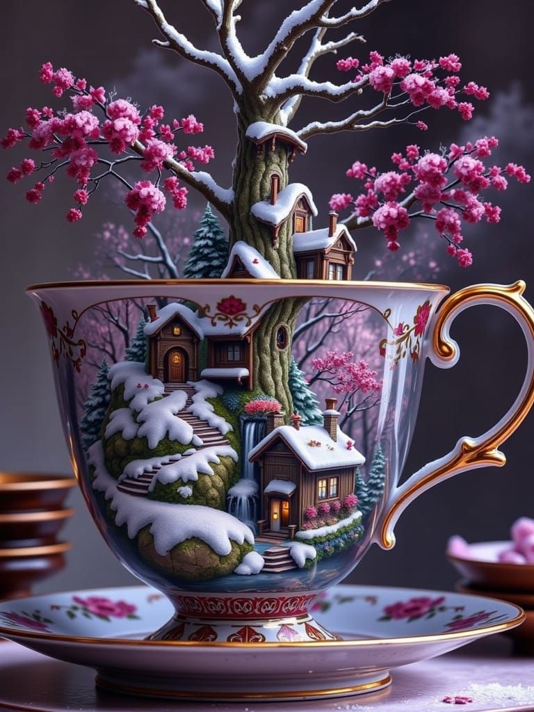 Teacup Waterfall in Winter Wonderland Digital Art