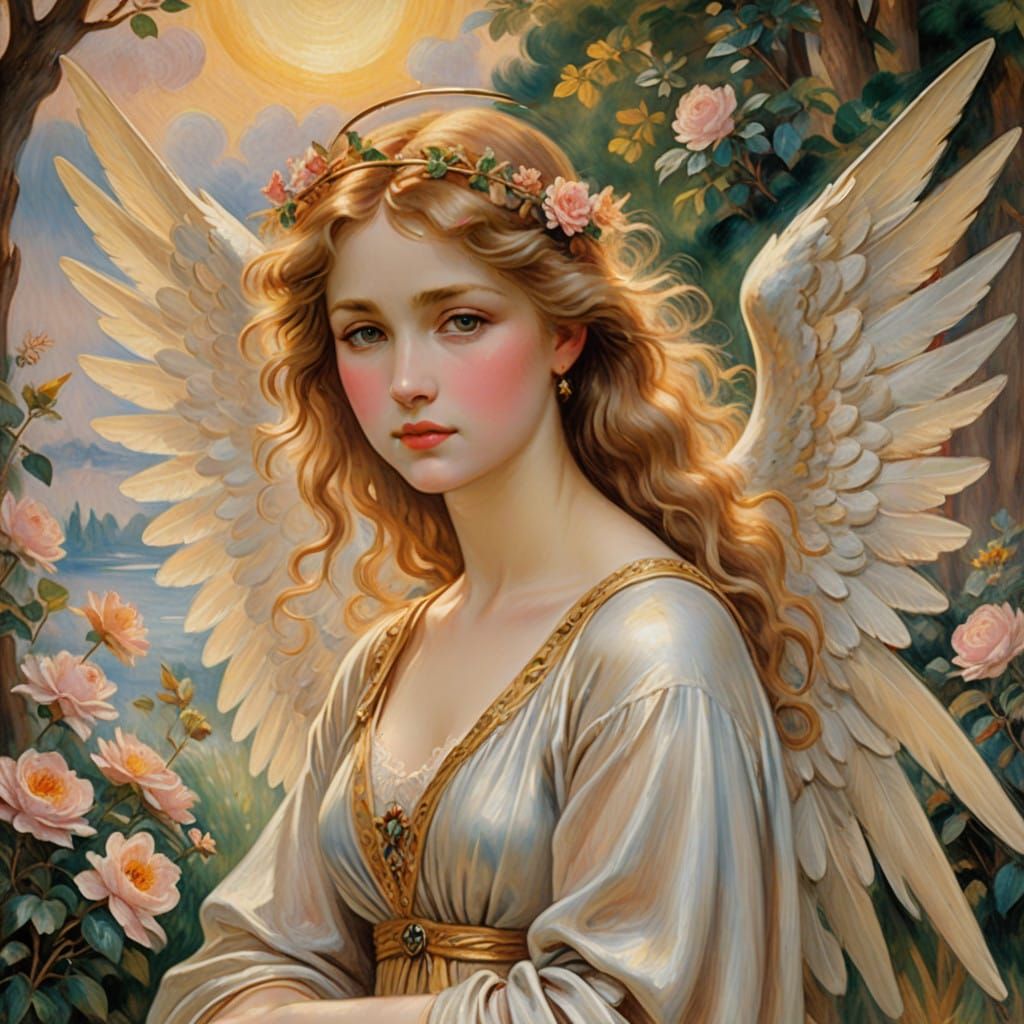 Angel of Serene Beauty in Impressionist Style