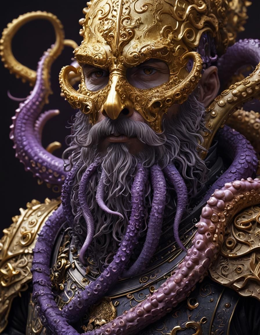Knight with Octopus Beard in Dark Fantasy Art