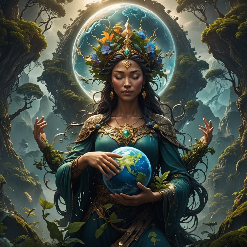 Gaia Cradles Earth: Detailed Matte Painting