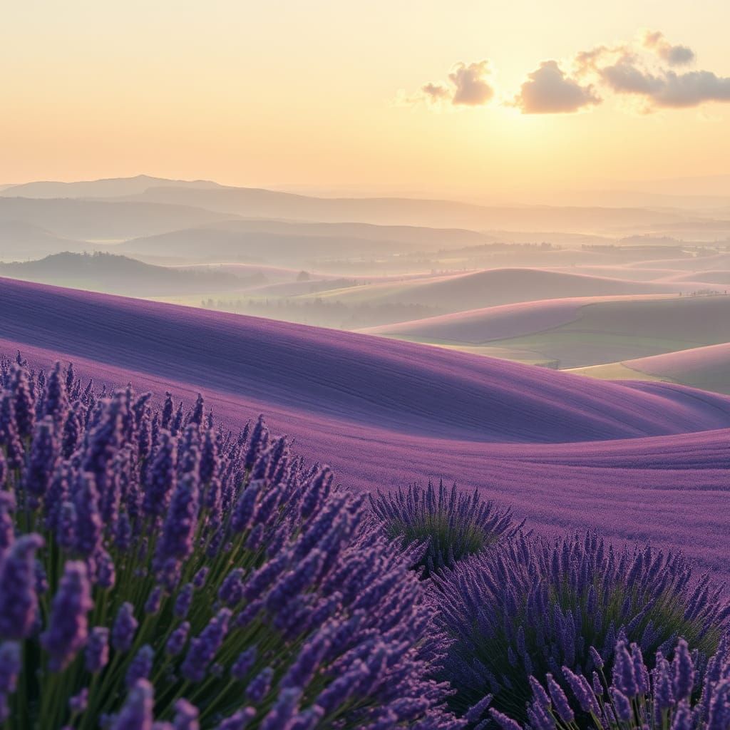 Lavender Fields in Post-Impressionist Style