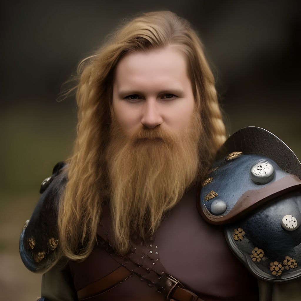 Armored Viking Warrior with Flowing Hair