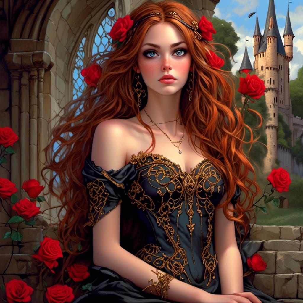 Voluptuous Auburn Beauty in Gothic Fairytale Style