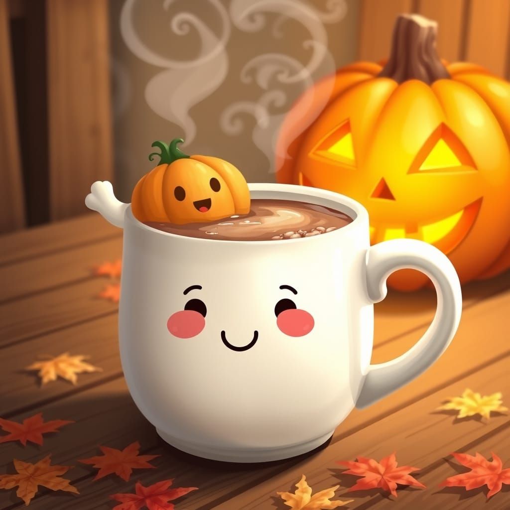 Cozy Halloween Mug with Ghost and Pumpkin