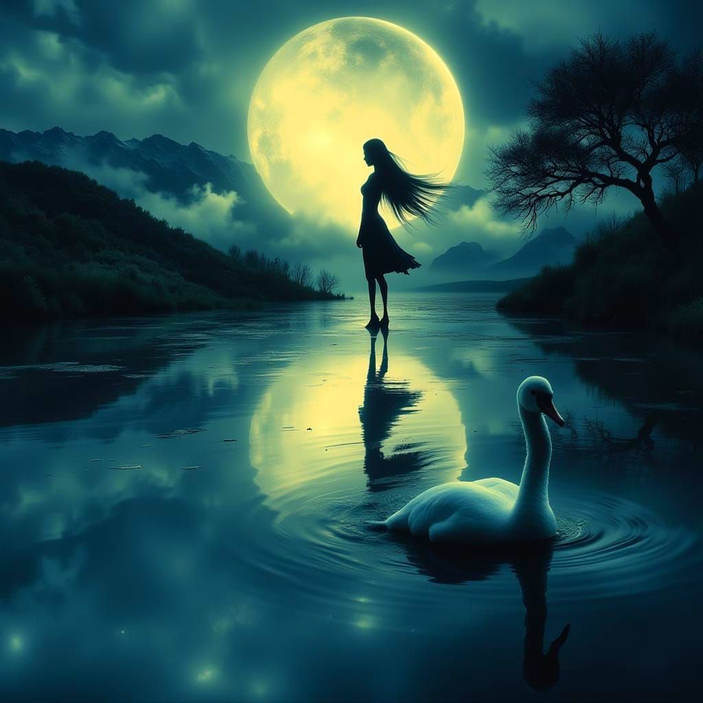 Glowing Moonlit Swan Transformation