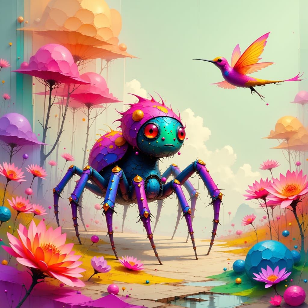 Spiky Spider vs Fairies in a Candy Art Style