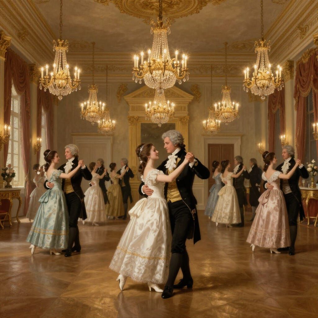 Regency Ballroom Dance in Oil Painting Style