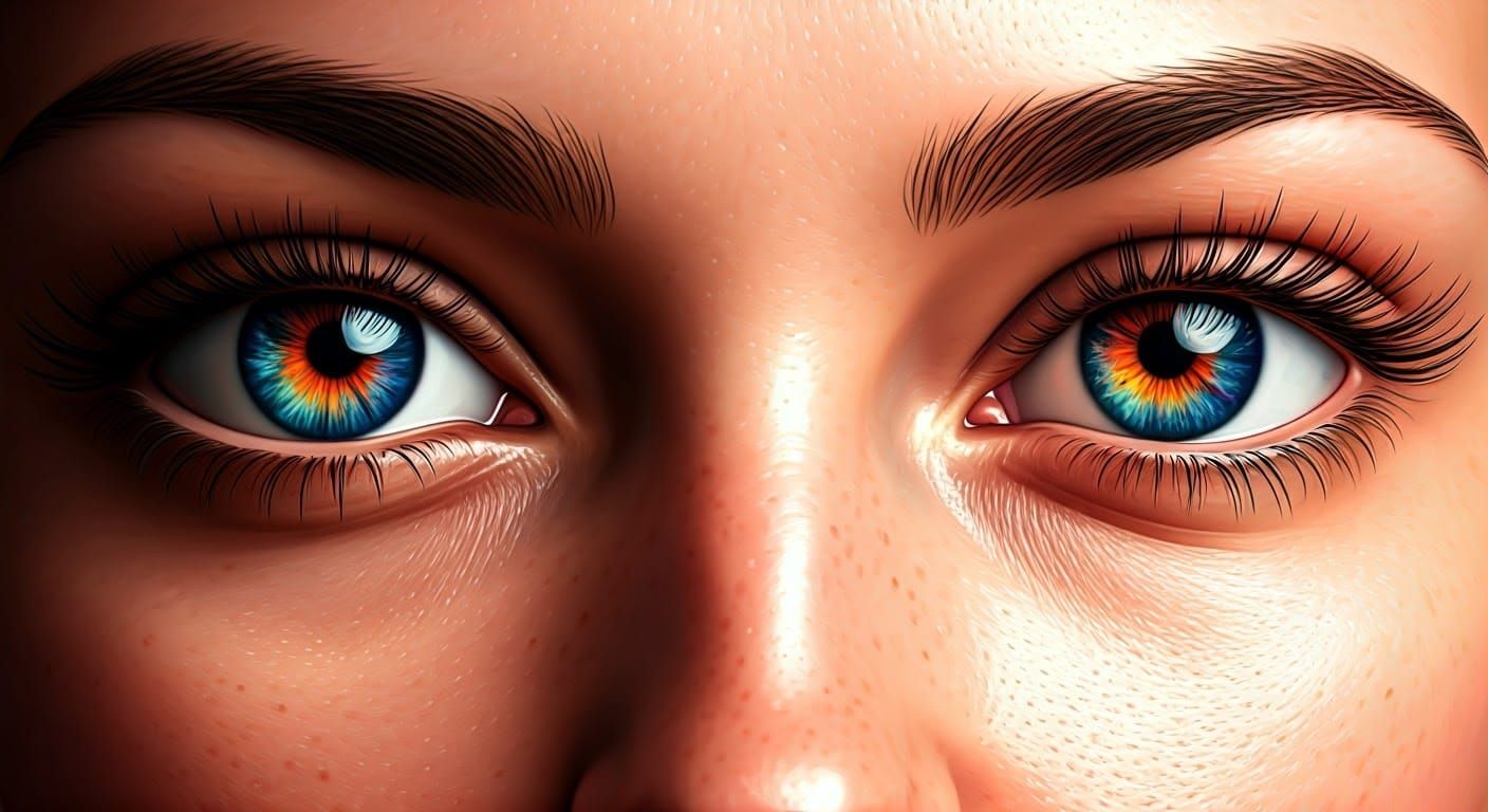 Gemstone Eyes Portrait in Hyperrealistic Digital Art