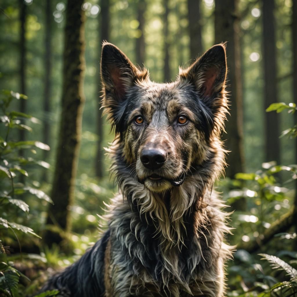 Close-Up Wildlife Portrait of Scruffy Dog