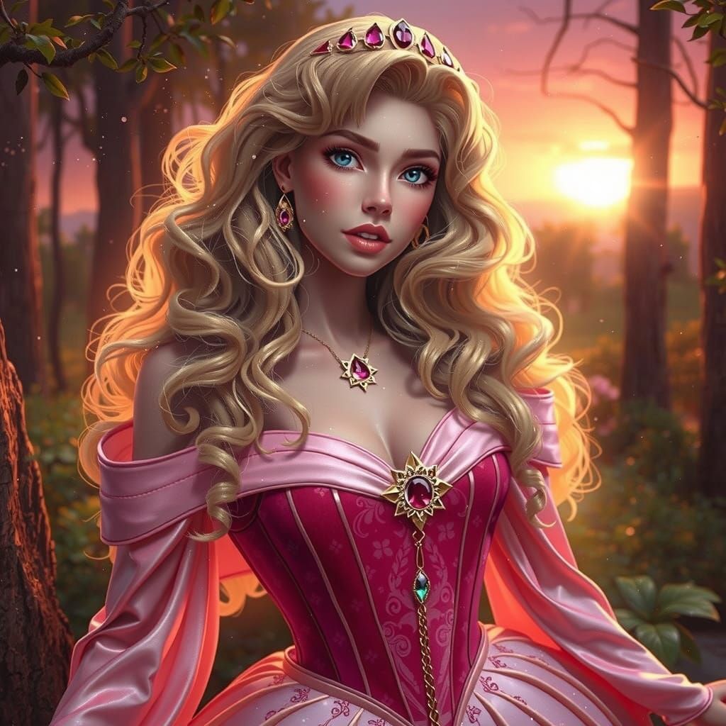 Princess Aurora in Serene Garden Sanctuary