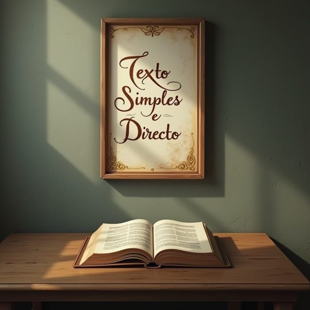 Elegant Wooden Quadro with Cursive Script and Art Nouveau Fl...