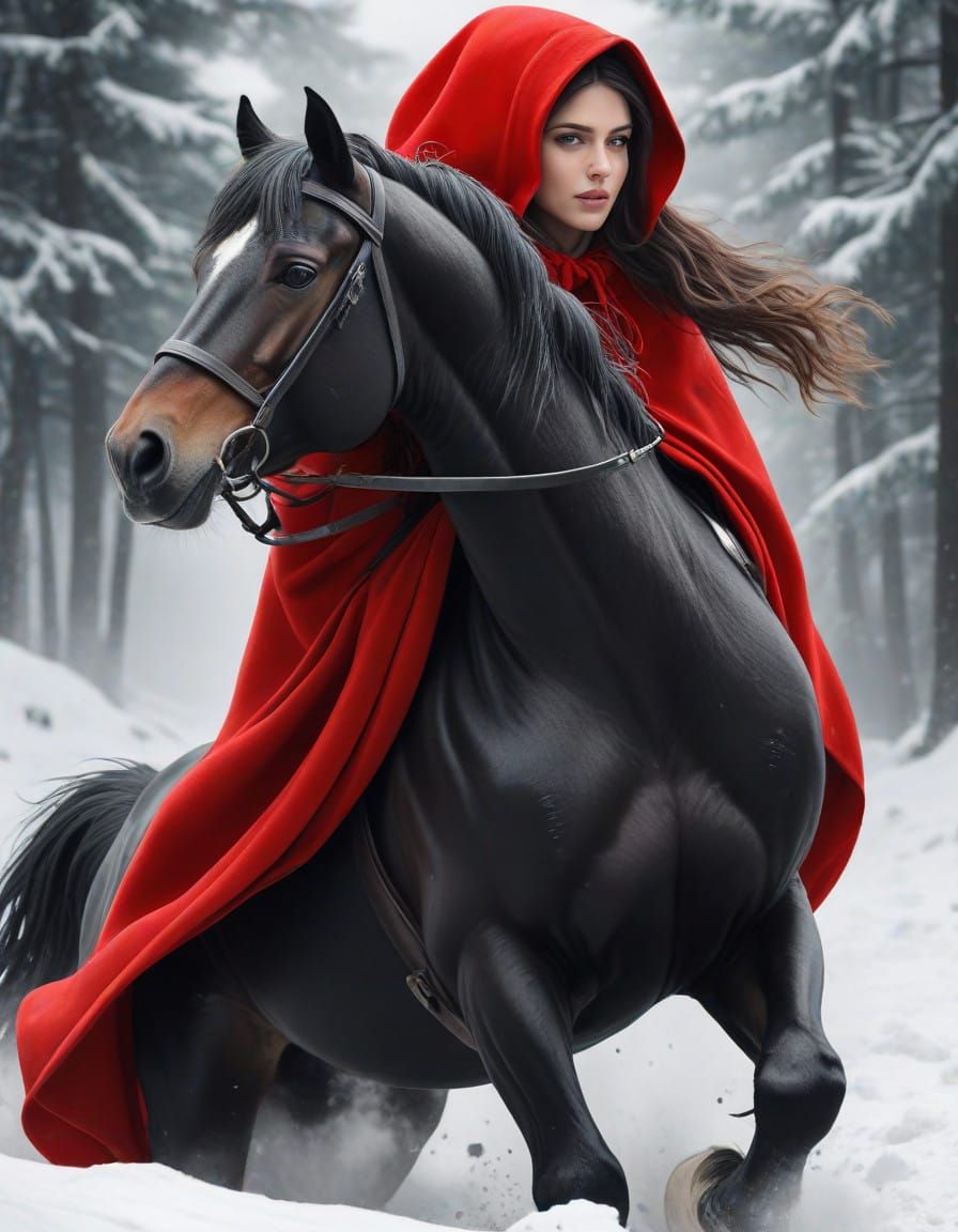Black Beauty in Enchanted Winter Wonderland