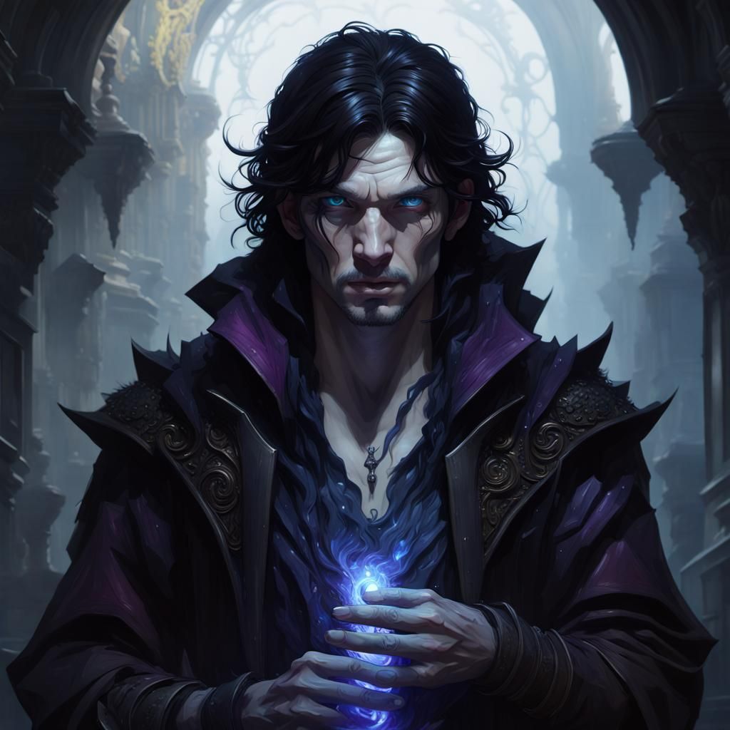 Dark Fantasy Portrait: Pale Man with Blue Eyes