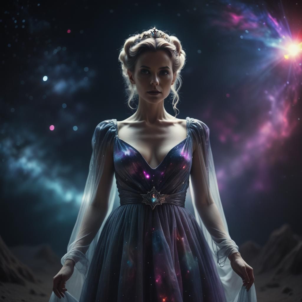 Galactic Ghost Queen in Dark Galaxy Setting