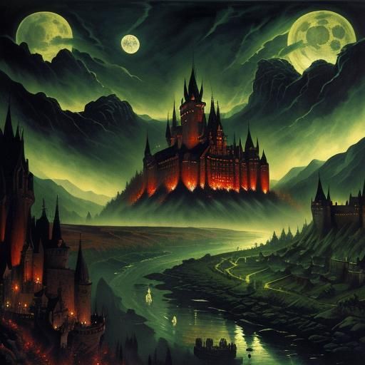 Dracula's Castle: A Horror Landscape Painting