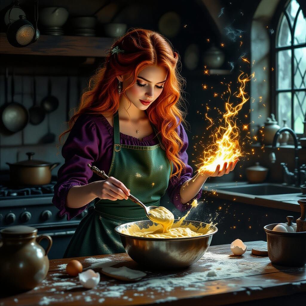 Witch Animates Spoon in Gothic Kitchen