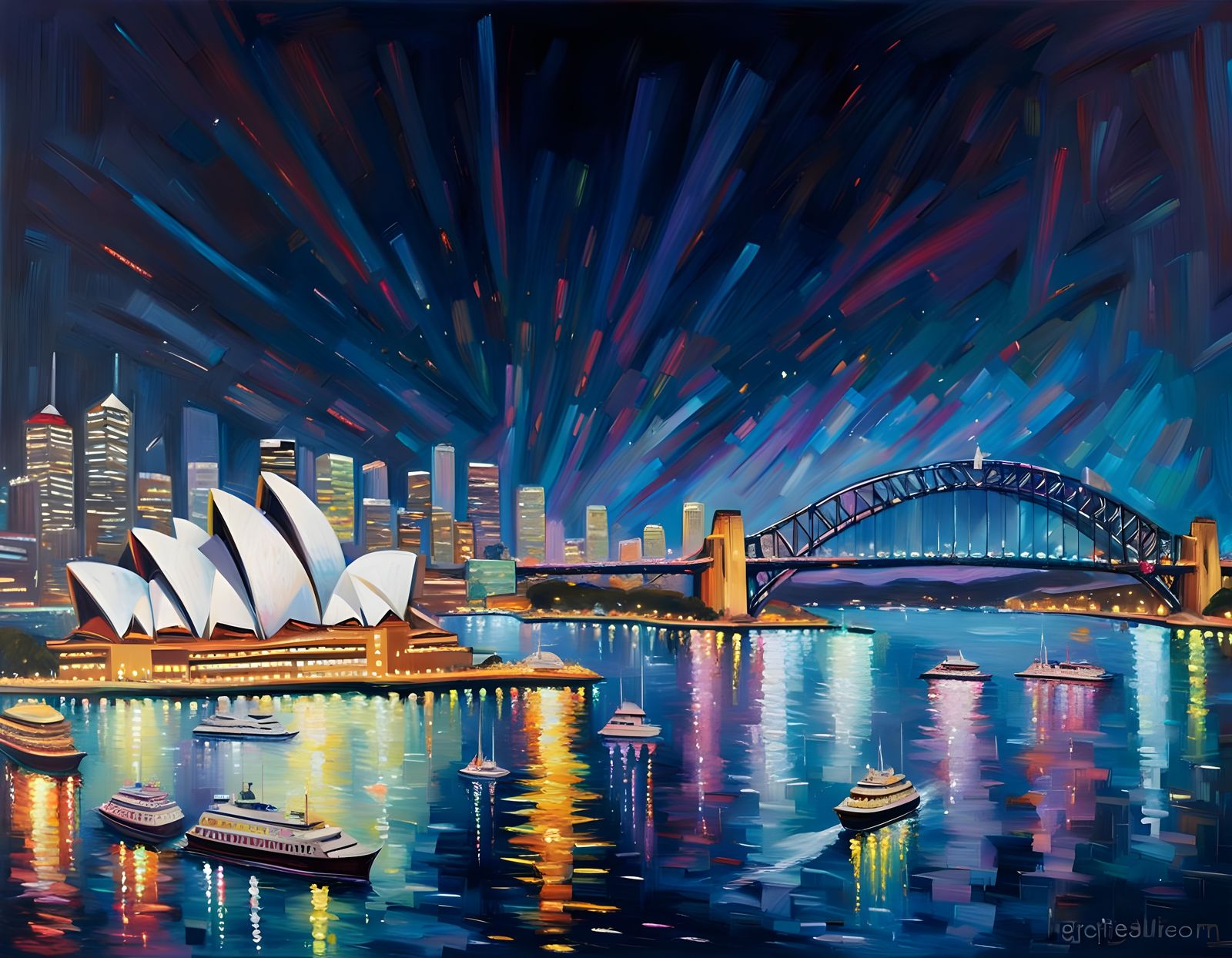 Sydney Harbour at Night During Vivid Festival