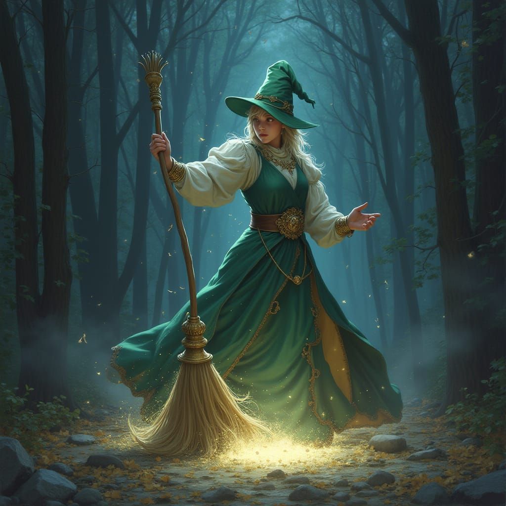 Magical Broom Sweeps Up Sparkling Dust