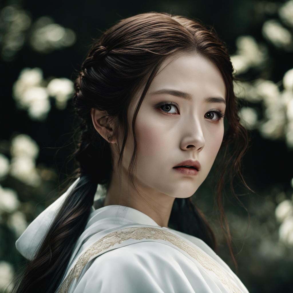 Hyperrealistic Onryo Portrait in Moody Horror Style