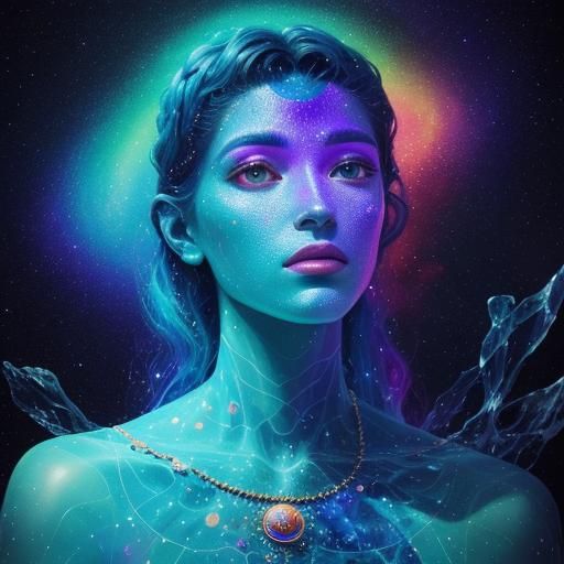 Cosmic Astral Illustration of Drowning Thoughts