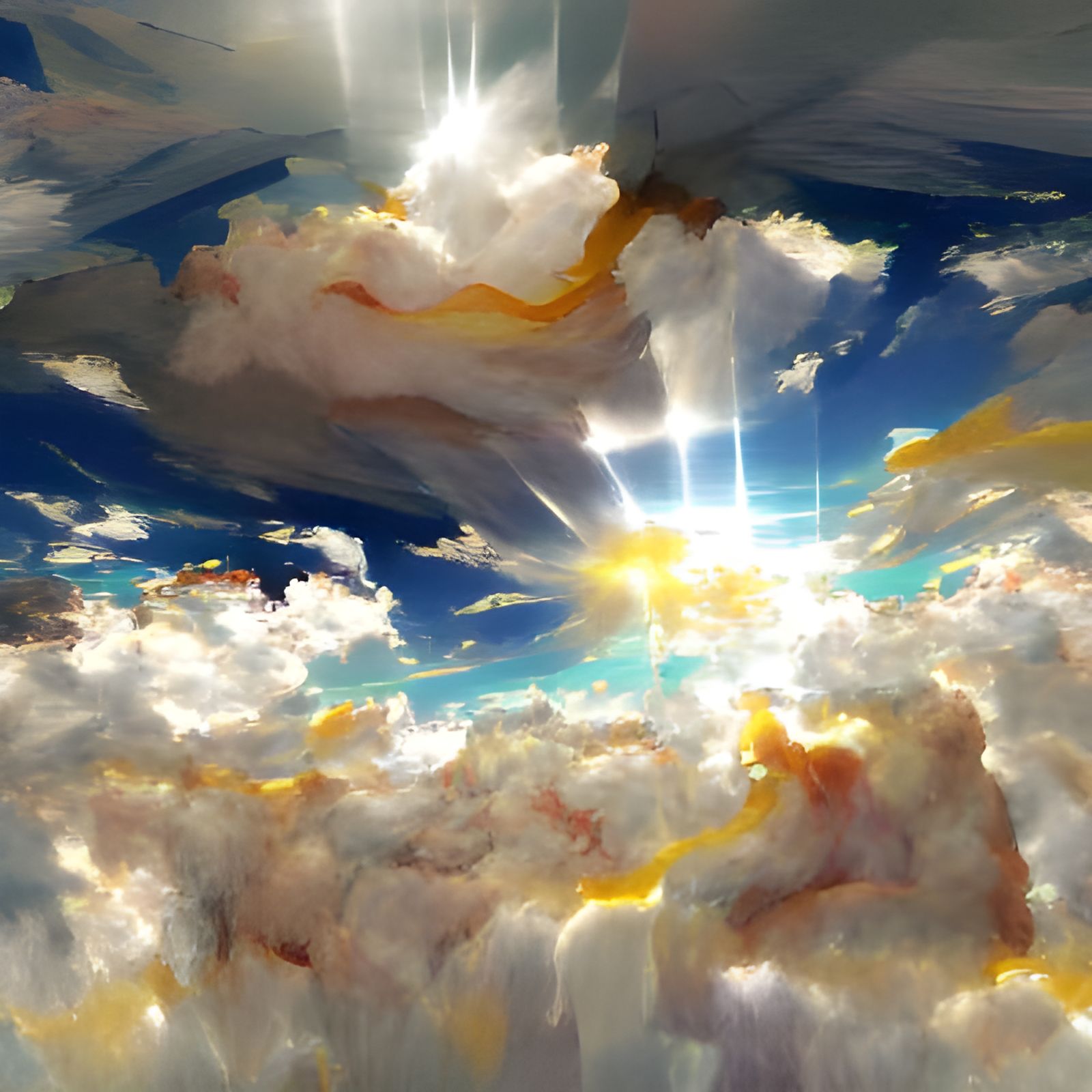 Divine Sunshine Beams in Godly Expanse