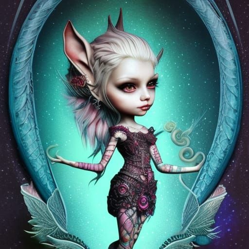 Punk Rock Elf Girl in Detailed Fantasy Art