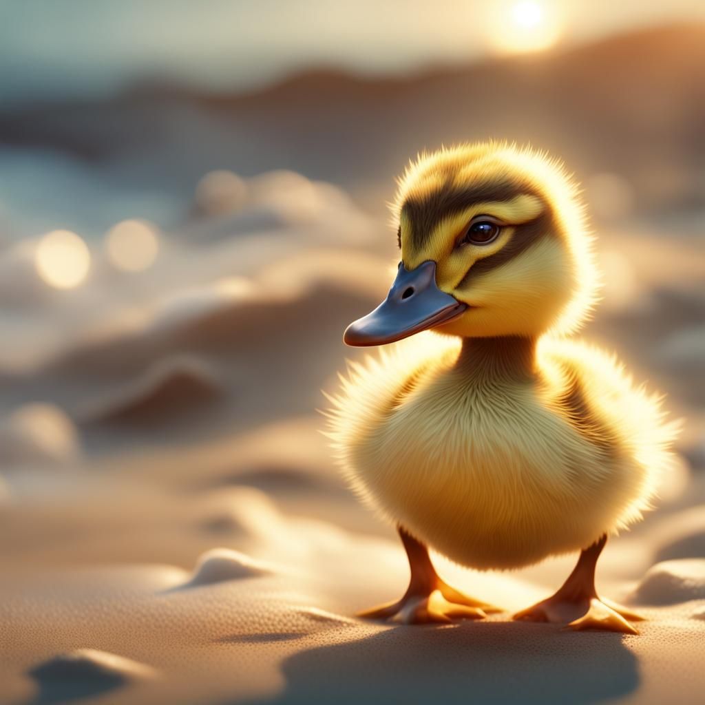 Duckling's Beach Quest: Hyperdetailed Artstation Portrait