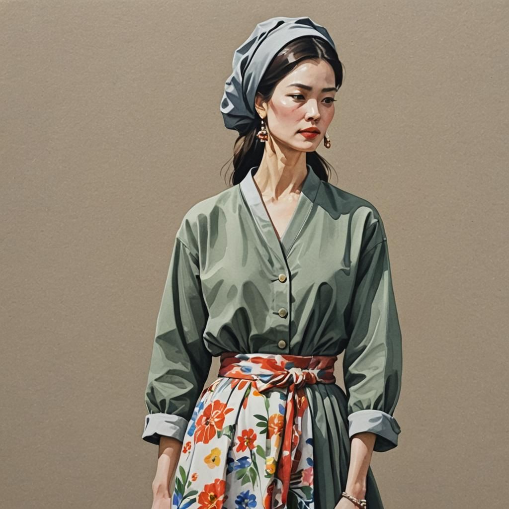 Elegant Simplicity: A Gouache Painting of Beauty