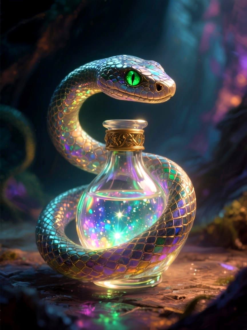 Sparkling Snake Potion Bottle