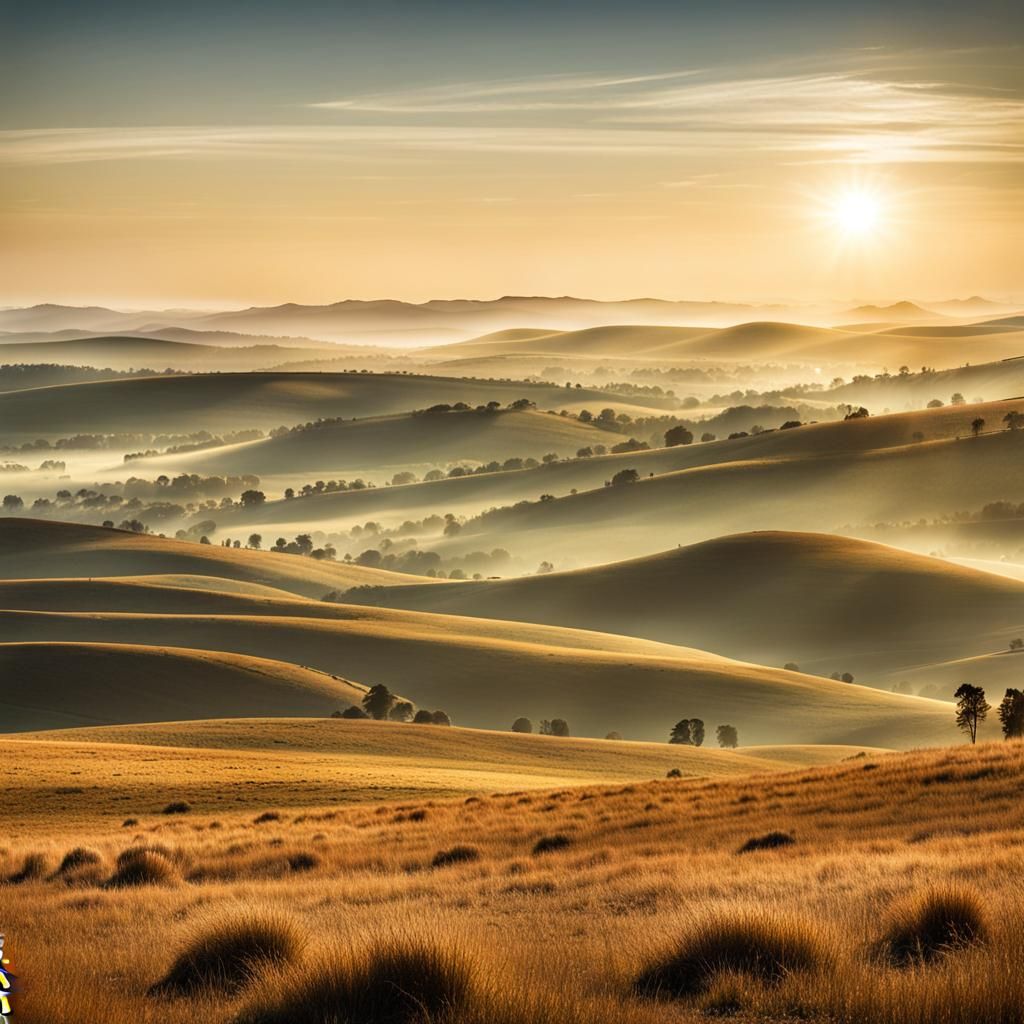 Sunny Hilltop: Ansel Adams Style Panoramic Landscape