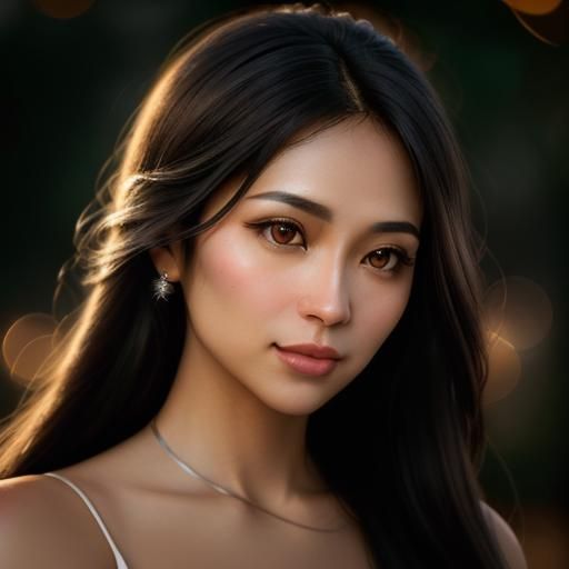 Dreamy Portrait of Woman with Long Hair