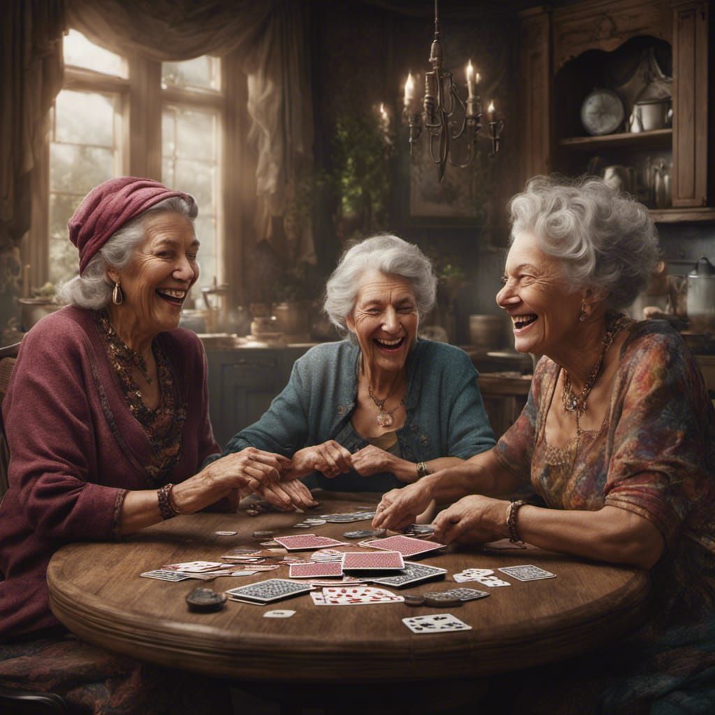 Women Playing Cards: Detailed Matte Painting