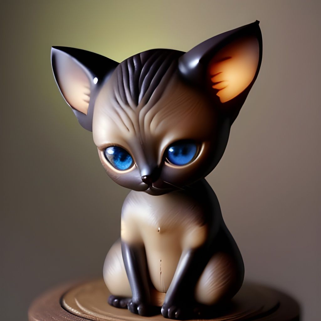 Chibi Siamese Cat Bobblehead Doll by Rutkowski