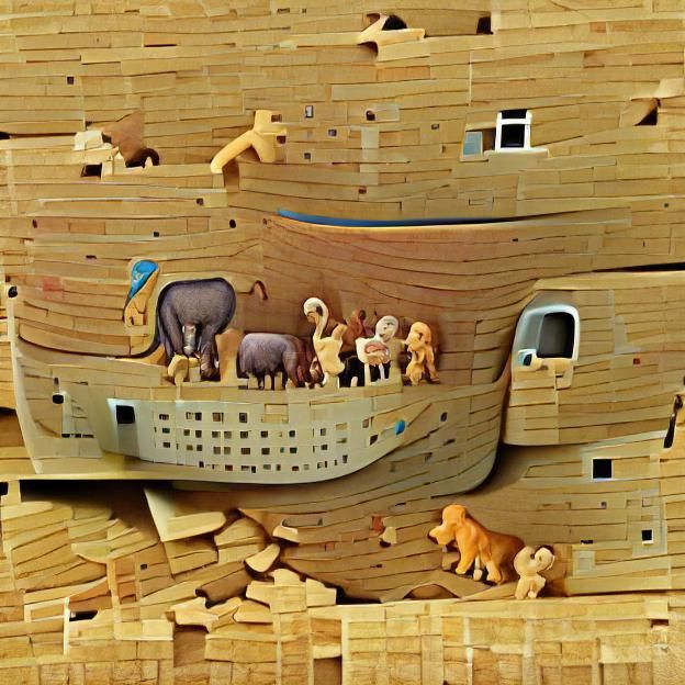 Noah's Ark Amidst the Great Flood