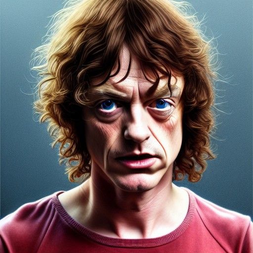 Angus Young Portrait in Elegant Digital Painting Style