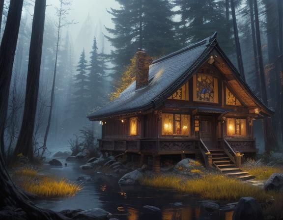 Fantasy Elf in Winter Forest, Dark Fantasy Concept Art