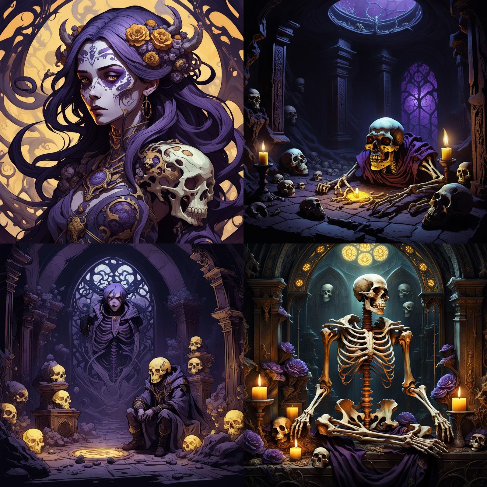 Sucrose Observes Skulls: Dark Fantasy Art
