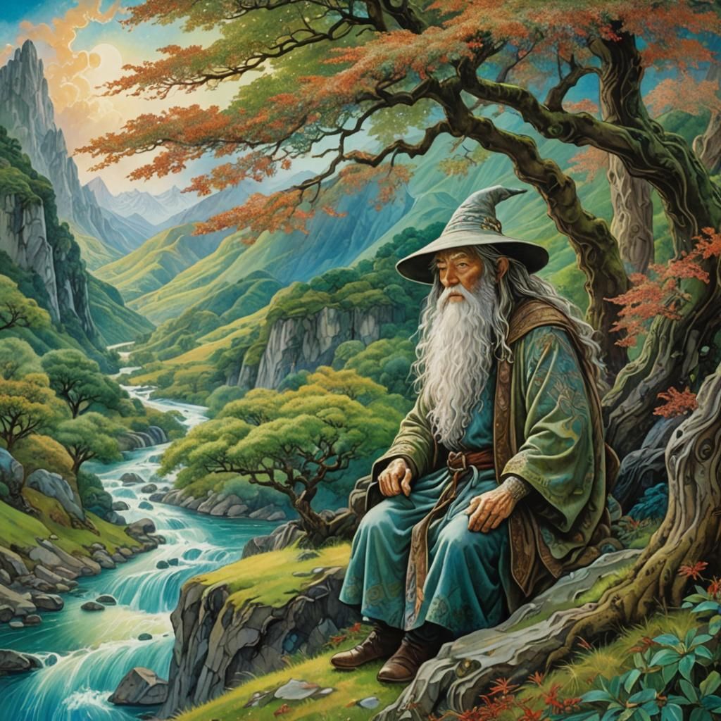 Gandalf Under a Japanese Maple Tree